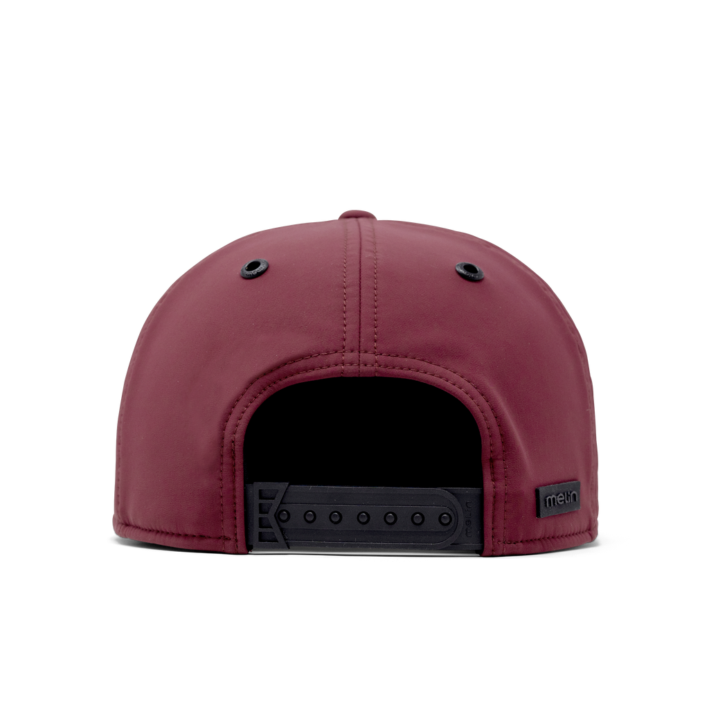 The back view of melin's Trenches Icon Infinite Thermal snapback hat in Maroon. Big Image - 5