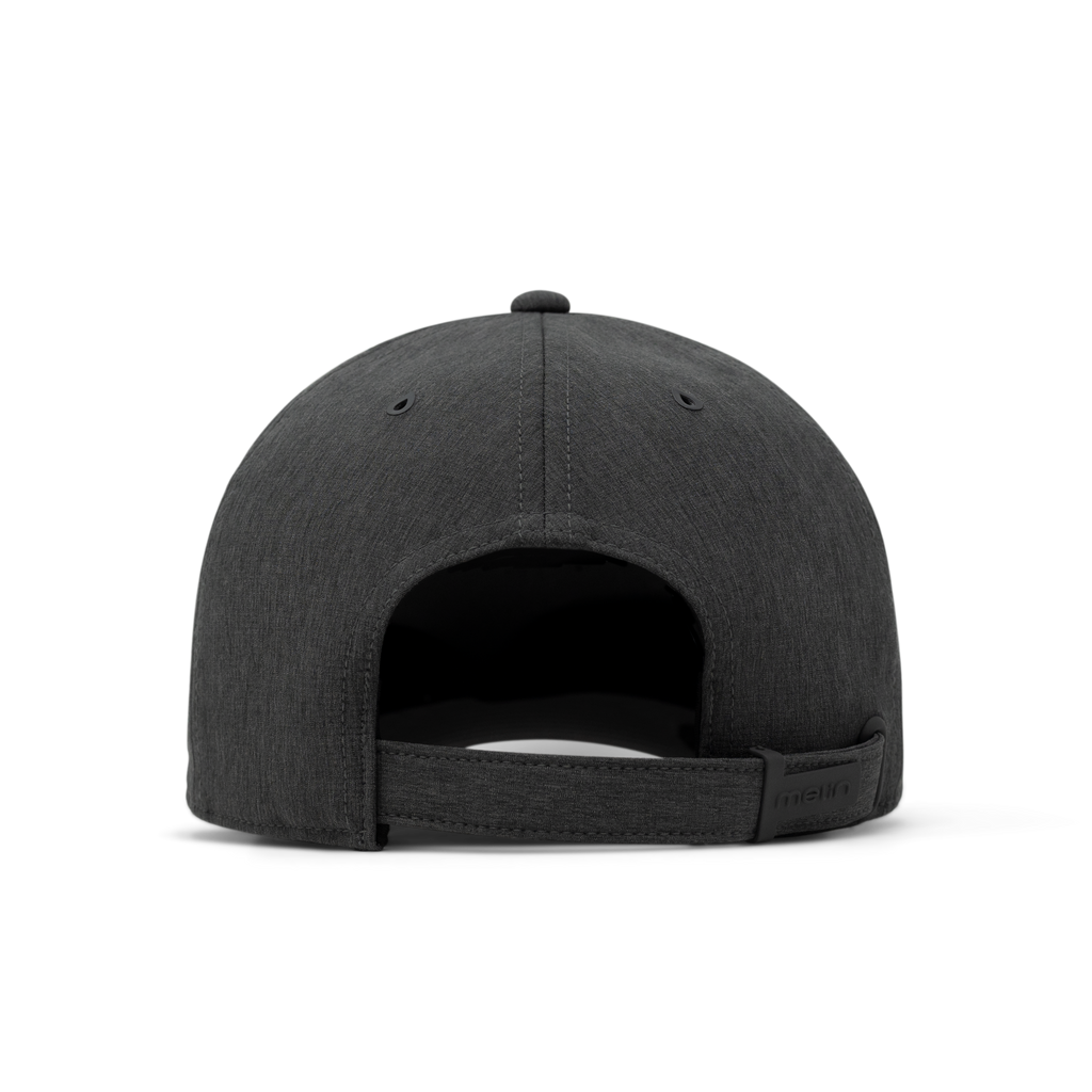 The back view of the melin The Legend Hydro  Performance Dad Hat in  Heather Charcoal Big Image - 5