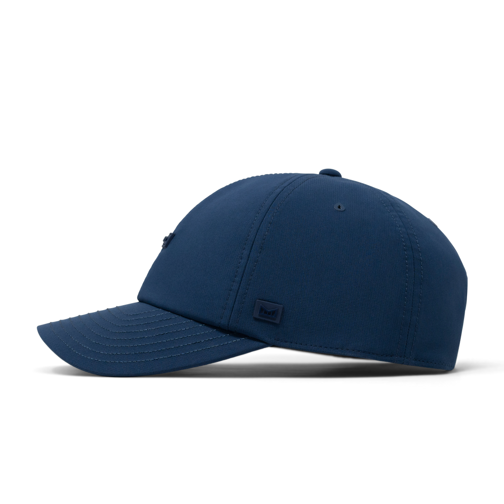 The side view of the melin The Legend Hydro  Performance Dad Hat in  Navy Big Image - 4