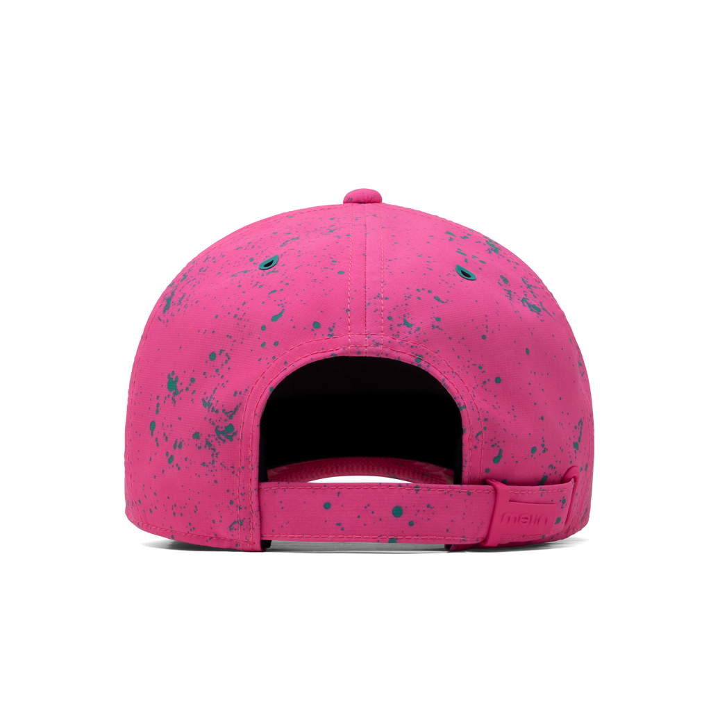 The back view of the melin The Legend Neon Hydro Performance Dad Hat in Hot Pink Big Image - 5
