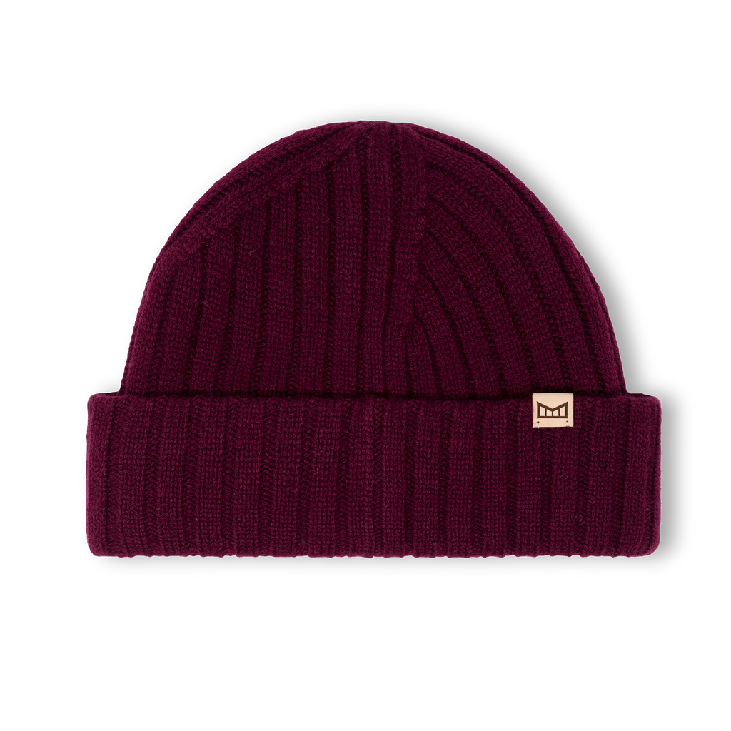 An alternate frontal view of the Melin Louie Vito All Day Beanie in maroon Big Image - 2