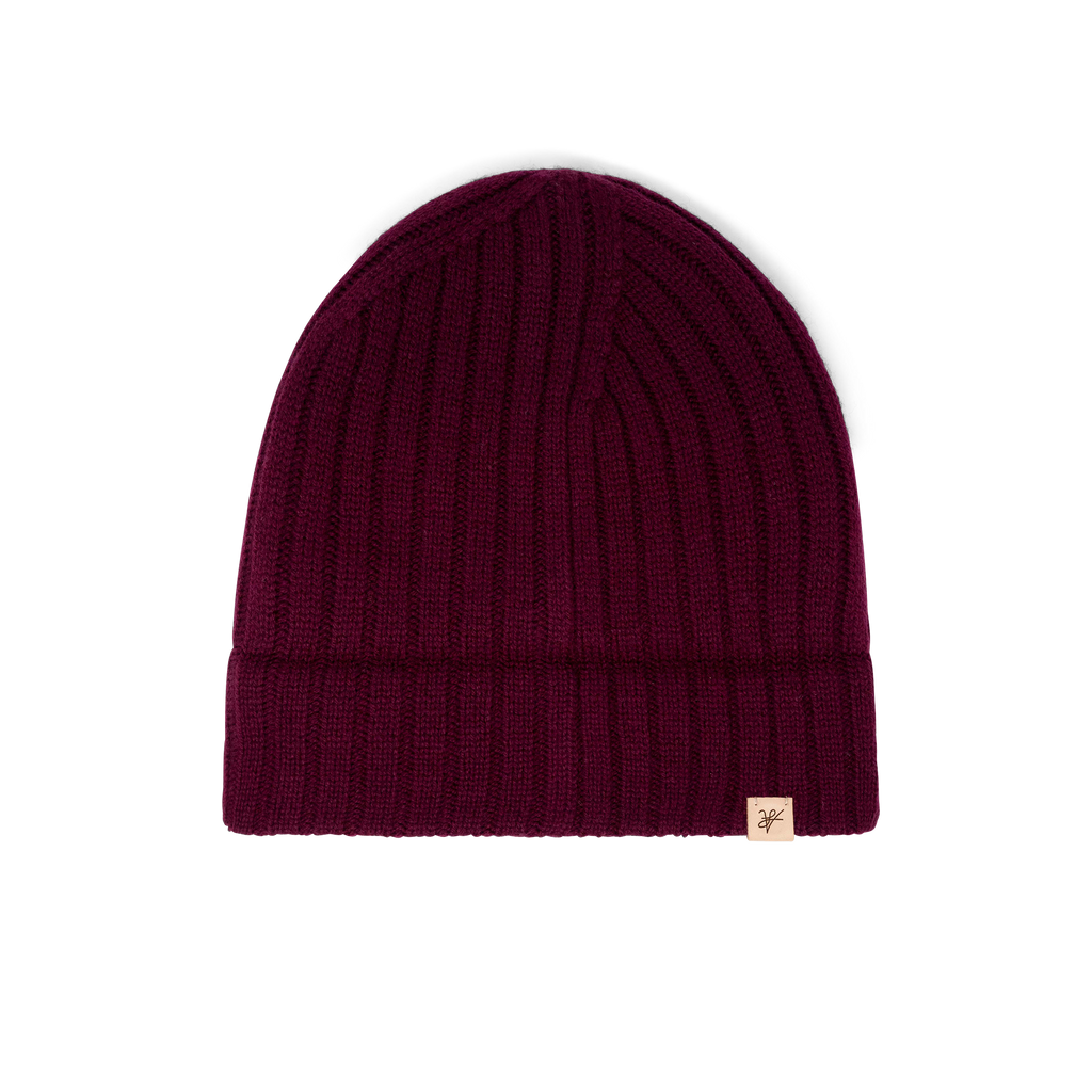 An alternate frontal view of the Melin Louie Vito All Day Beanie in maroon Big Image - 3