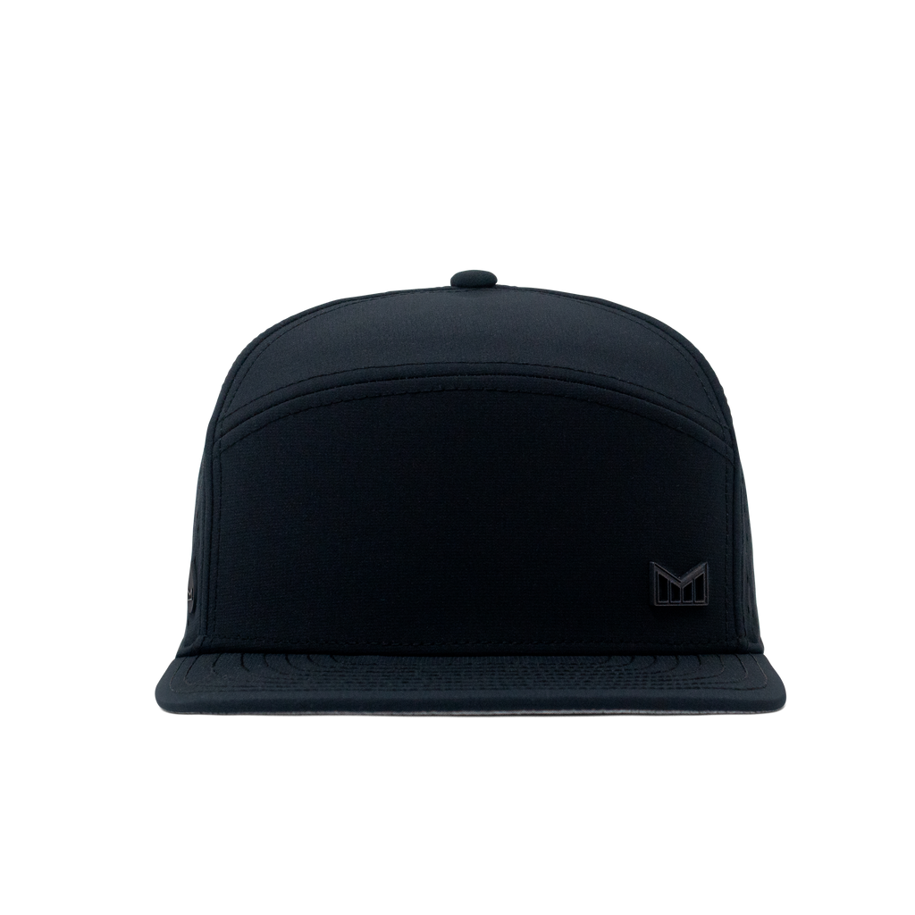The frontal view of the Melin Horizon Fit Treches Icon Hydro hat in black Big Image - 2
