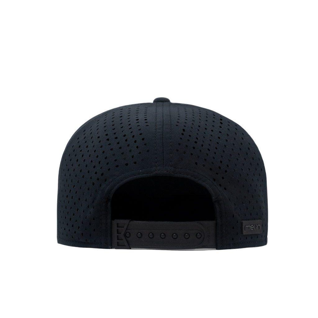 The rear view of the Melin Horizon Fit Trenches Icon Hydro hat in black Big Image - 4