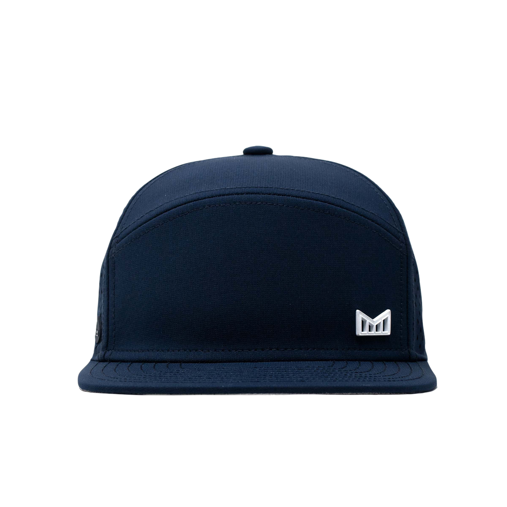 The frontal view of the Melin Horizon Fit Treches Icon Hydro hat in dark blue Big Image - 2