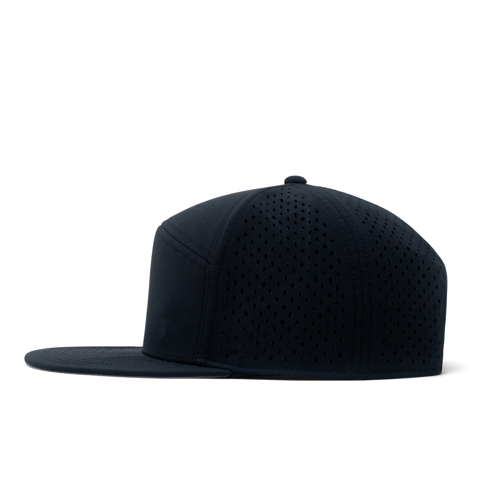 The side view of melin's Trenches Hydro snapback hat in black for men and women. Big Image - 3