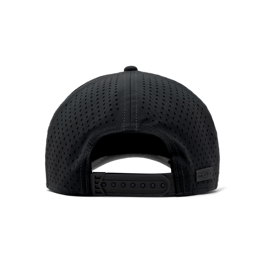 The back view of the Melin Split Fit Odyssey Brick Hydro hat in black camo midnight Big Image - 4