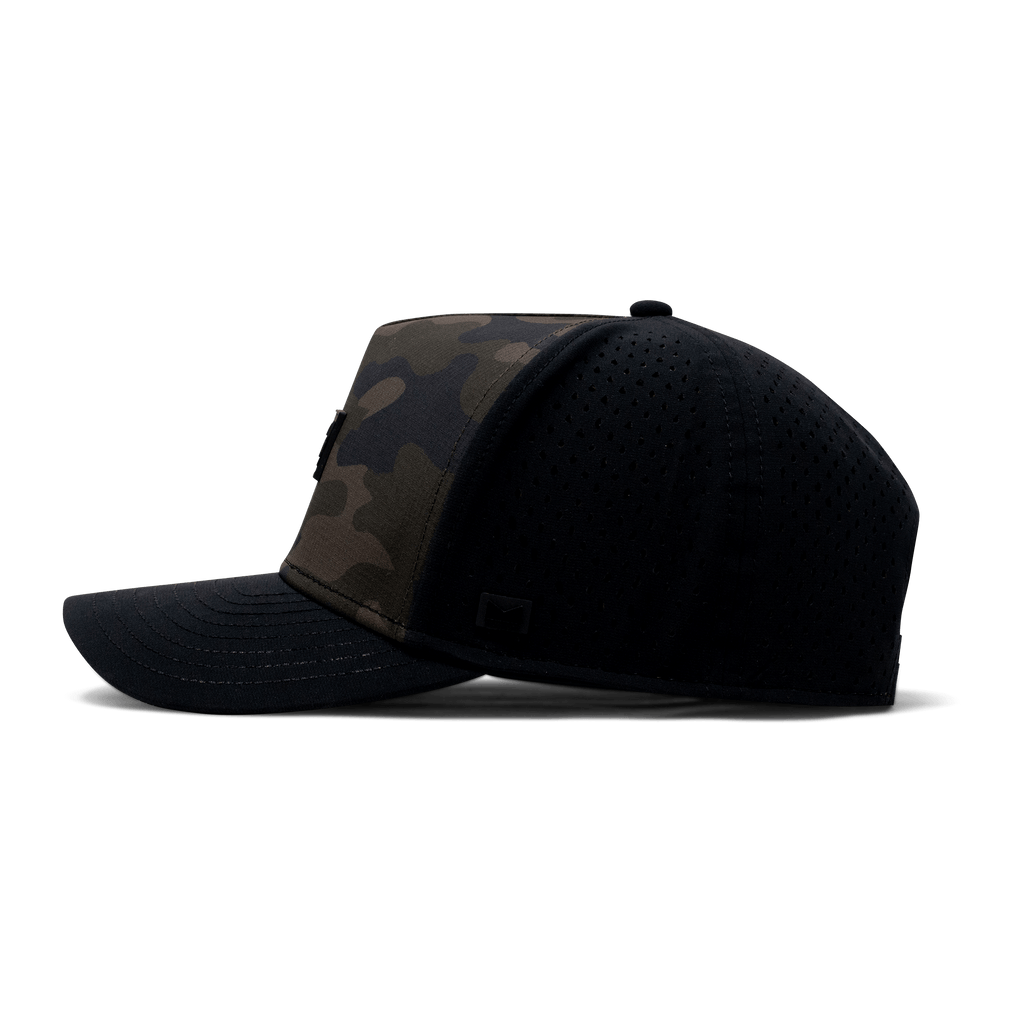 The side view of the Melin Split Fit Odyssey Brick Hydro hat in green camo Big Image - 3