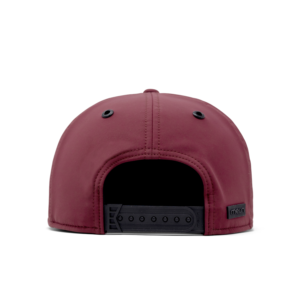 The back view of melin's Trenches Icon Infinite Thermal snapback hat in Maroon. Big Image - 4