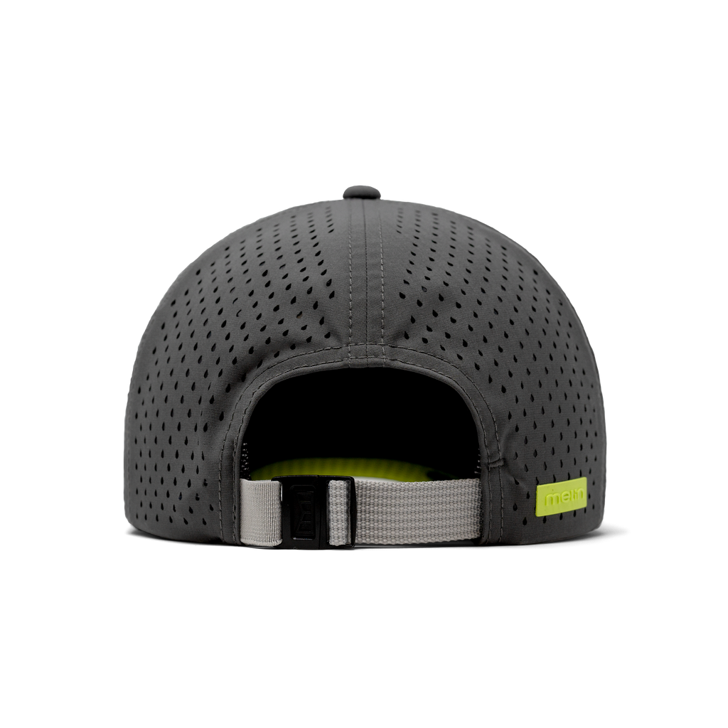 The back view of the Melin Vintage Fit A-Game Crushed Hydro hat in Granite Grey/Yellow. Big Image - 4