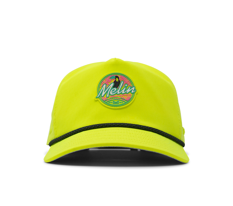 The front, curved bill view of melin's Coronado Burst Hydro in Neon Yellow Big Image - 7