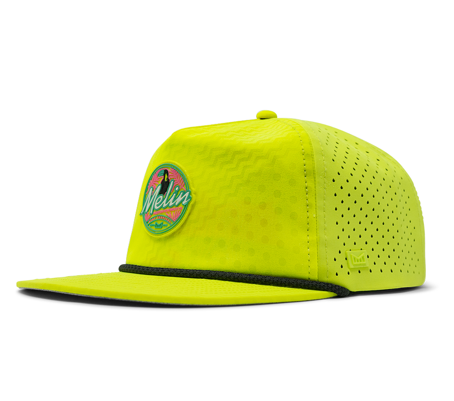 The front, angled, patterned view of melin's Coronado Burst Hydro in Neon Yellow Big Image - 8
