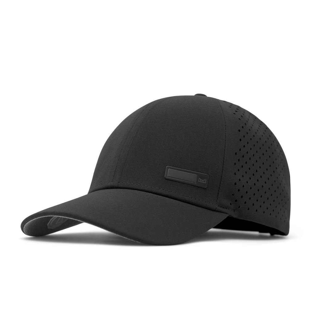 The front, angled view of melin's A-Game Beam Hydro Black snapback hat for men and women. Big Image - 1